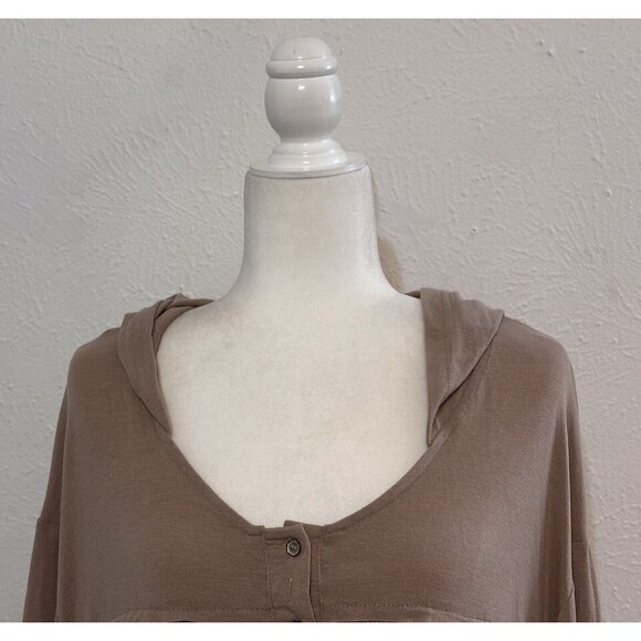 POL Women Size L Mix Media Wool Blend Hoodie Slouchy Boho Cozy Athleisure - Picture 3 of 12